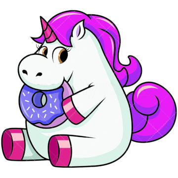 Un unicornio comiendo un donut